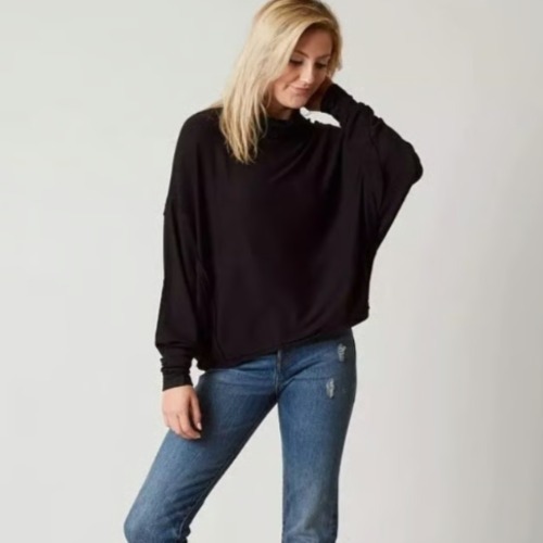 Free People We The Free Black Alameda Dolman Sleeve Top Size L Black Oversized
